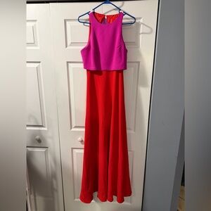 Calvin Klein Vibrant Pink and Red Maxi Dress